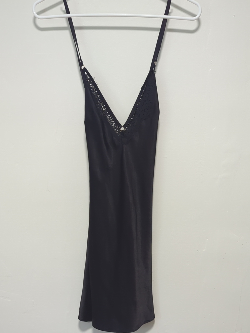 Victoria's Secret Black Satin Slip Chemise